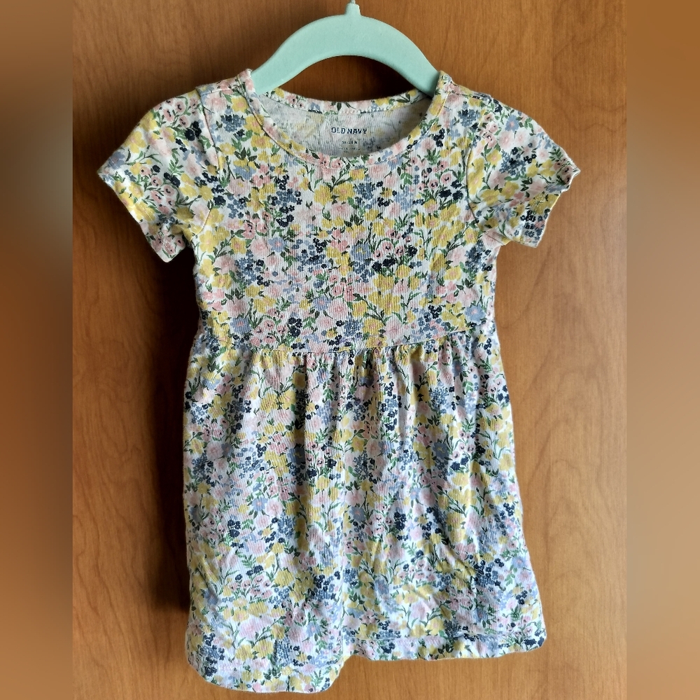 Old Navy Spring Floral Soft Cotton Cottagecore Baby Girl Dress 18-24M